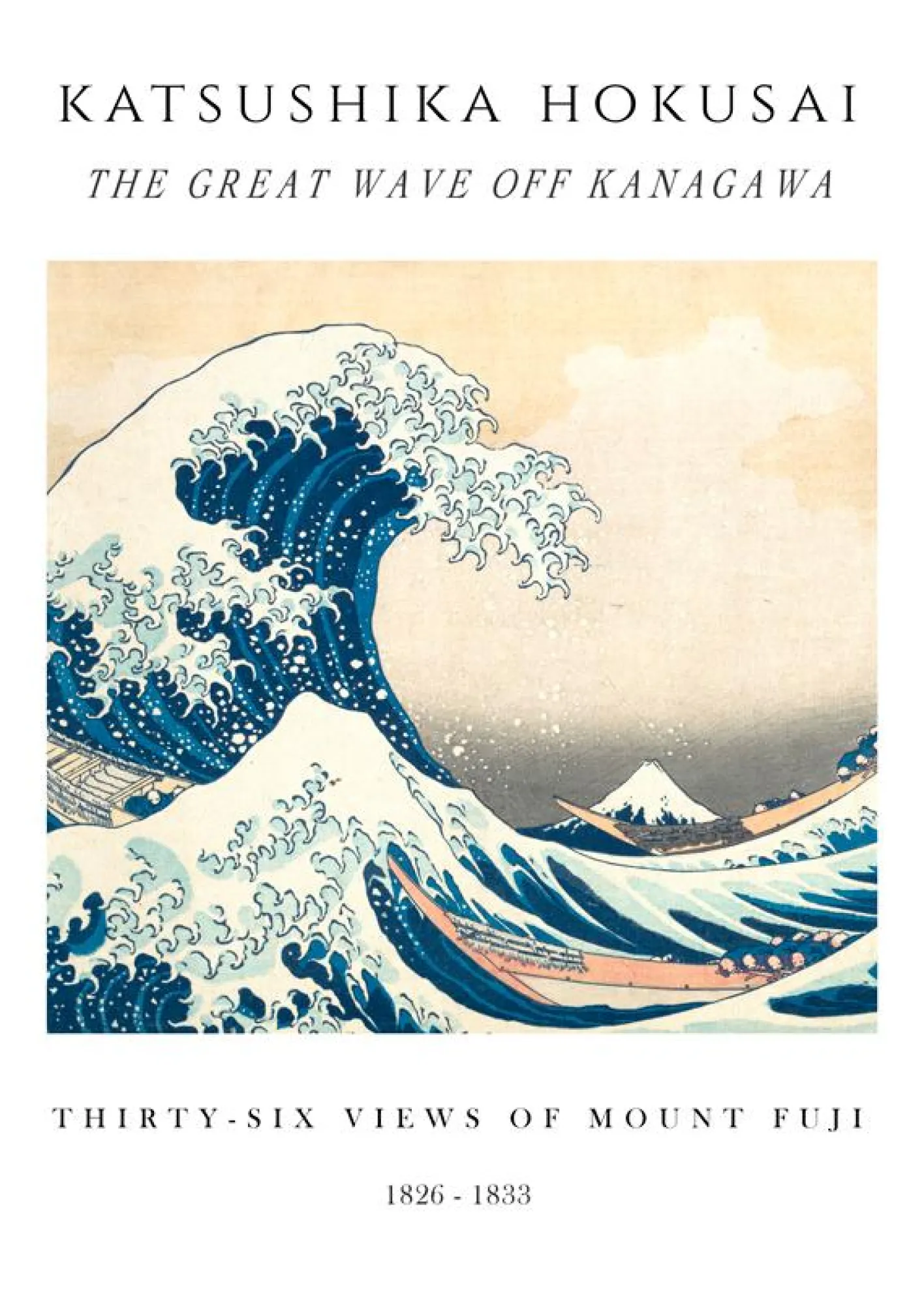 Sale Hannun Affiche La Grande Vague de Kanagawa Blanc