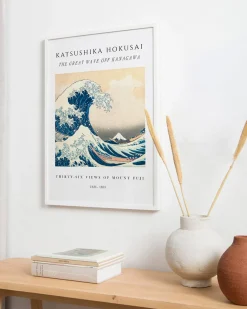 Sale Hannun Affiche La Grande Vague de Kanagawa Blanc